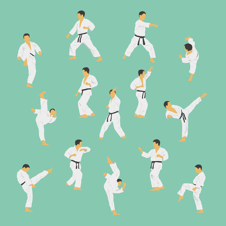 Group of the men showing karate.のイラスト素材