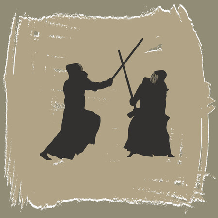 Two men engage in martial arts.のイラスト素材