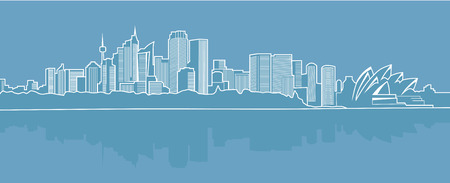 Abstract city on a blue background.のイラスト素材