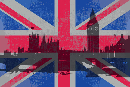The flag of England and the parliament building.のイラスト素材