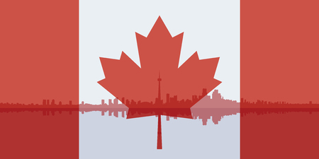 Contour of Toronto and the flag of Canada.のイラスト素材