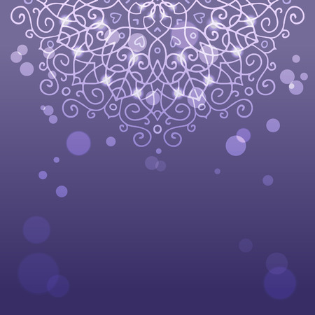Mysterious abstract purple background with a mandala ornament sparkles and bokehのイラスト素材