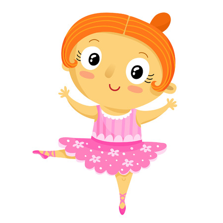 Girl ballerina, cartoon character isolated on whiteのイラスト素材