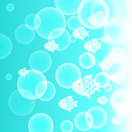 Fresh abstract background with fish and bubblesのイラスト素材