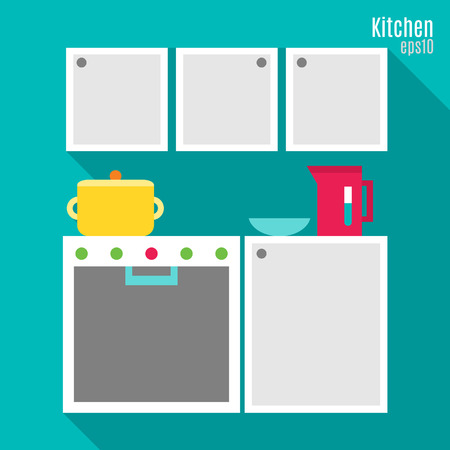 Illustration of kitchen in flat styleのイラスト素材