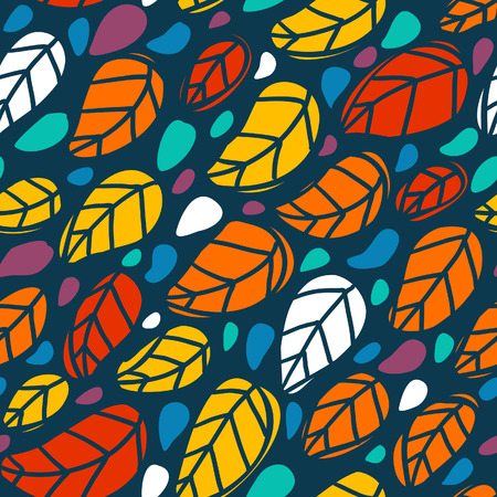 Bright seamless pattern with colorful leavesのイラスト素材