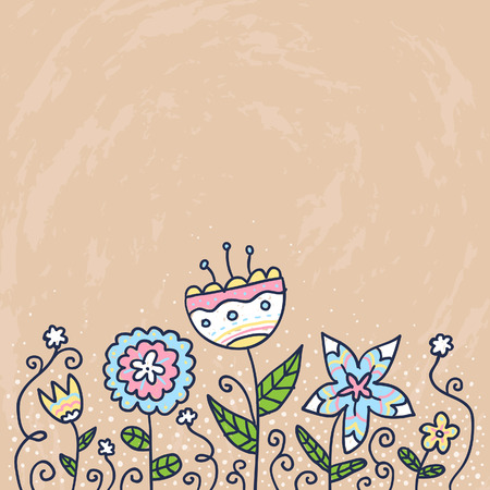 Beautiful card background with doodle flowersのイラスト素材