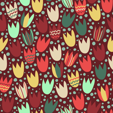Seamless pattern with stylized tulipsのイラスト素材