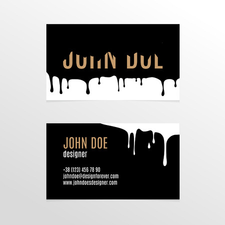 Stylish business card design with dripping black paintのイラスト素材