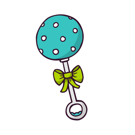 Rattle, bright vector children illustration of cute toy isolated on whiteのイラスト素材
