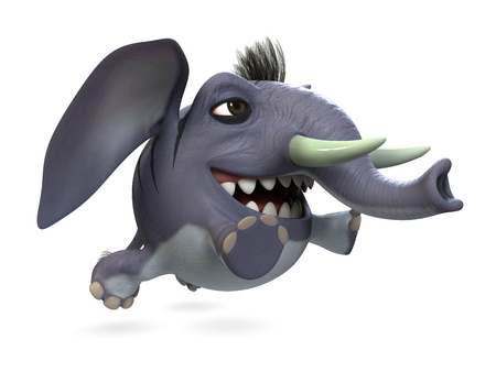 3d illustration cartoon elephant. Isolated white background.の写真素材