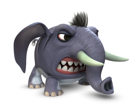 3d illustration cartoon elephant. Isolated white background.の写真素材