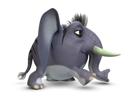 3d illustration cartoon elephant. Isolated white background.の写真素材