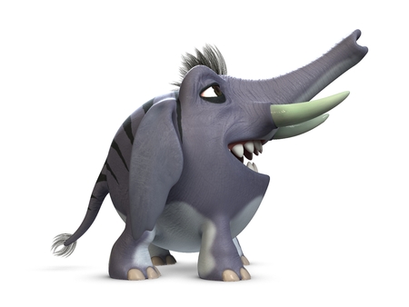 3d illustration cartoon elephant. Isolated white background.の写真素材