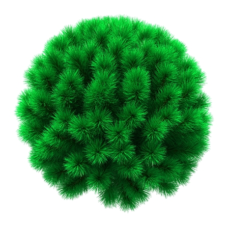 Christmas tree in the shape of a sphere. 3D illustration. Isolated white backgroundの写真素材