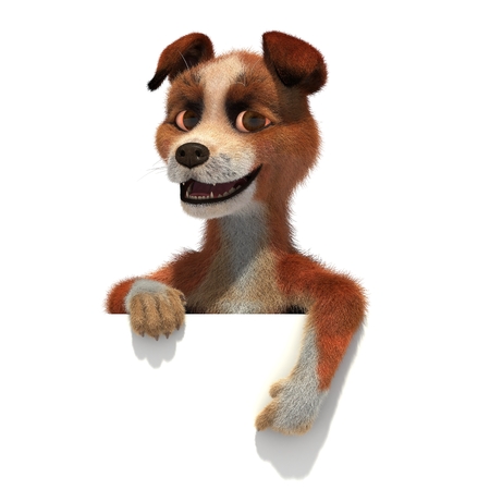Dog shows on banner. 3D illustration. Isolated white backgroundの写真素材