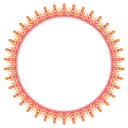 Oriental round frame with floral motifs. Vector clip art.のイラスト素材