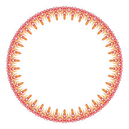 Round frame with abstract floral pattern. Vector element for your design.のイラスト素材