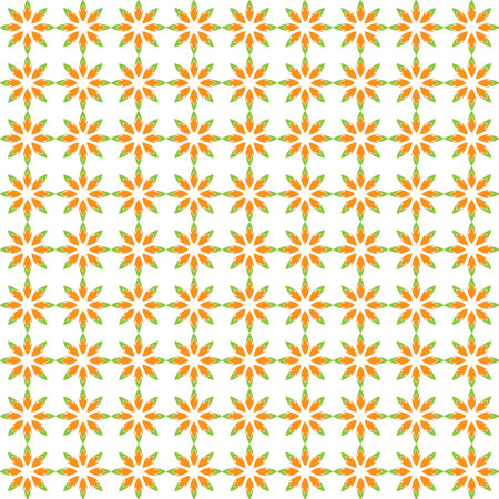 Seamless pattern with orange flowers on white background. Vector illustration.のイラスト素材