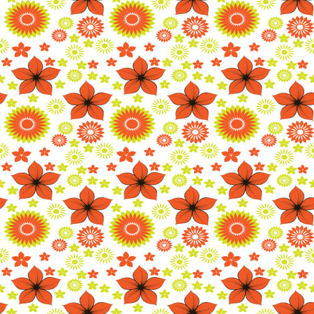 Seamless pattern with flowers. Floral background. Vector illustration.のイラスト素材