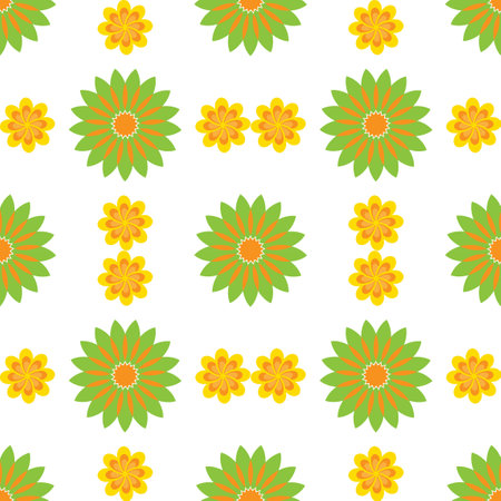 cute flower pattern background vector illustration design graphic flat style yellow orangeのイラスト素材
