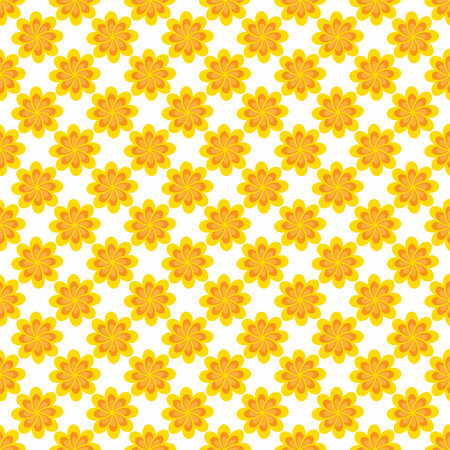 Seamless pattern with orange flowers on white background. Vector illustration.のイラスト素材