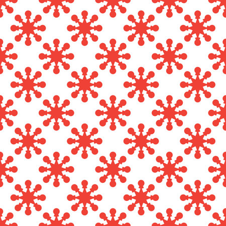 Seamless pattern with red snowflakes on white background.のイラスト素材