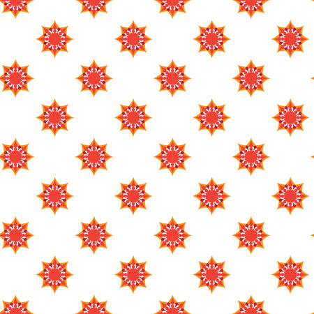 Star pattern seamless vector repeat geometric for any web design, orange on whiteのイラスト素材
