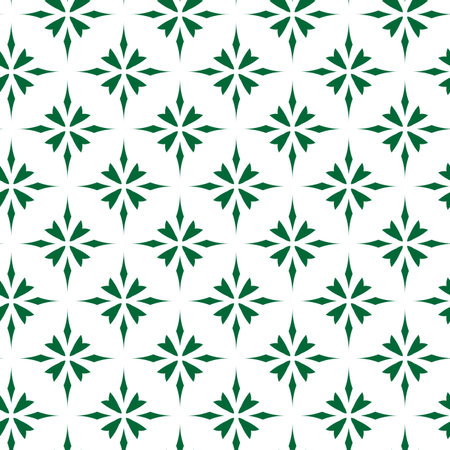 Seamless pattern of green leaves on a white background. Vector illustration.のイラスト素材