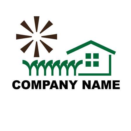 Logo design for a green house with a garden. Vector illustrationのイラスト素材
