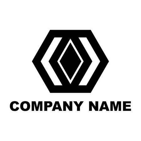 company logo icon element template black diamond shape hexagon line art vectorのイラスト素材