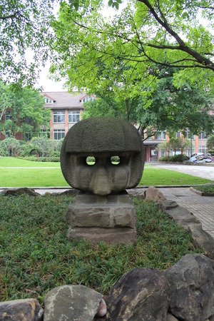 Outdoor sculpture with a pair of eyesのeditorial素材
