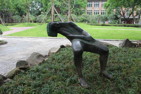 Sculpture of a woman taking a napのeditorial素材