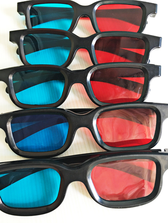 3D red and blue glassesの写真素材
