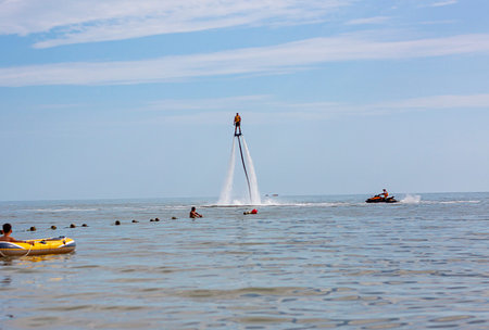 Koblevo, Ukraine- June 20, 2020: Water Ñconquoror: concept of Extreme Water Sport and Fun:...