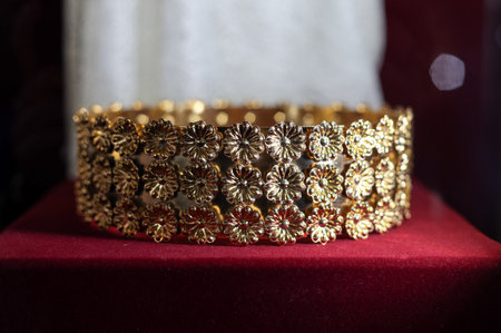 Kamyanets Podolsky, Ukraine - October 17, 2020: museum great exhibition, worlds crowns and coronas collection. Official and Historic Crowns of the World. From rich, diamond encrusted royal masterpieceのeditorial素材