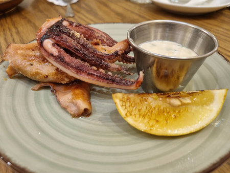 grilled octopus with spices and sauce
