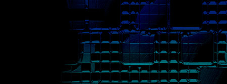 Black and blue particles mesh Translucent Cubes Perfectly Arranged to create a Contemporary Tech...
