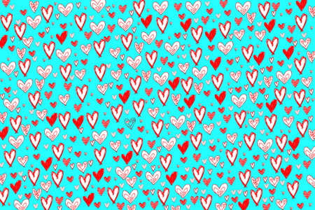 Abstract heart shape on blue background. Colorful banner template. Easy editable illustration for...