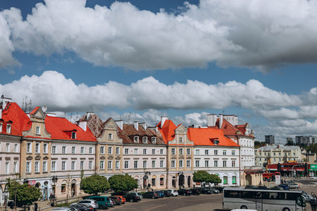 Lublin, Poland- May 10, 2023: view to the city from Main Entrance Gate of the Neo-gothic Part of Lublin Castle. medieval buildings, architecture in sunny spring dayのeditorial素材