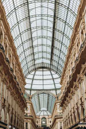 Milan, Italy- May 13, 2023: Galleria Vittorio Emanuele II on April 11, 2013 in Milan. It's one of the world's oldest shopping malls, designed and built by Giuseppe Mengoni between 1865 and 1877のeditorial素材