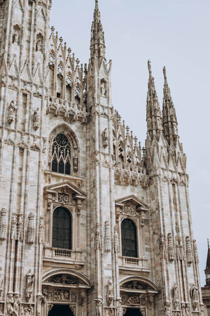 Milan, Italy- May 13, 2023: View of the Milano Duomo Cathedral. top tourist attraction of Milan. Gothic style cathedral is dedicated to St Mary. located at the Piazza del Duomo squareのeditorial素材