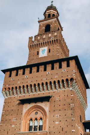 Torre del Filarete.of the Sforza Castle (Italian: Castello Sforzesco) in Milan, Italy.のeditorial素材
