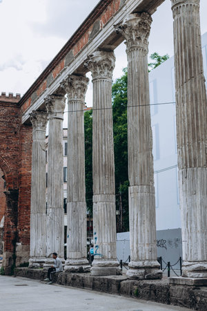Milan, Italy- May 13, 2023: The remains of the medieval gate of Porta (gate) Ticinese, formerly known as Porta Cicca, and during Napoleonic rule as Porta Marengo, city gate of Milan, Italyのeditorial素材
