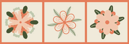 Set of botanical elements, collection of flowers and branches for design, chamomile,のイラスト素材