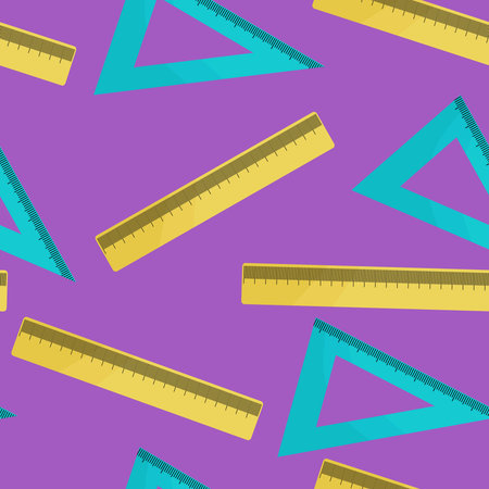 Seamless pattern with colored rulers, triangular with divisions. Divisions for printing. School and...