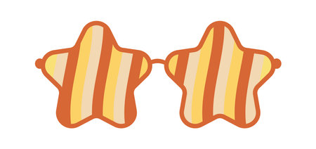 Psychedelic sunglasses in the style of the 1970. Retro groovy graphic elements of glasses with rainbow, lines and waves.のイラスト素材