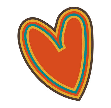 Element in the style of 1970s good vibes. Psychedelic fun element for design. Vector clipart in retro style. Use for printing, stickers, wallpaper, packaging, logos, decoration.のイラスト素材