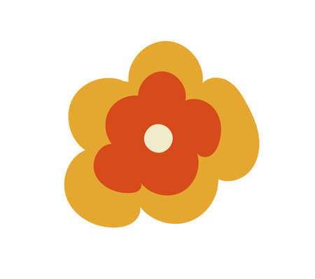 Element in the style of 1970s good vibes. Psychedelic fun element for design. Vector clipart in retro style. Use for printing, stickers, wallpaper, packaging, logos, decoration.のイラスト素材