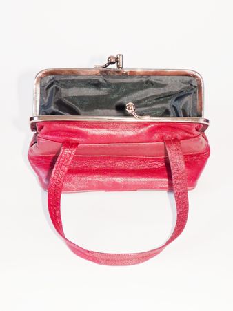 Open red women's bagの写真素材